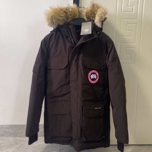 Men's Dark Brown Parka with Fur Hood